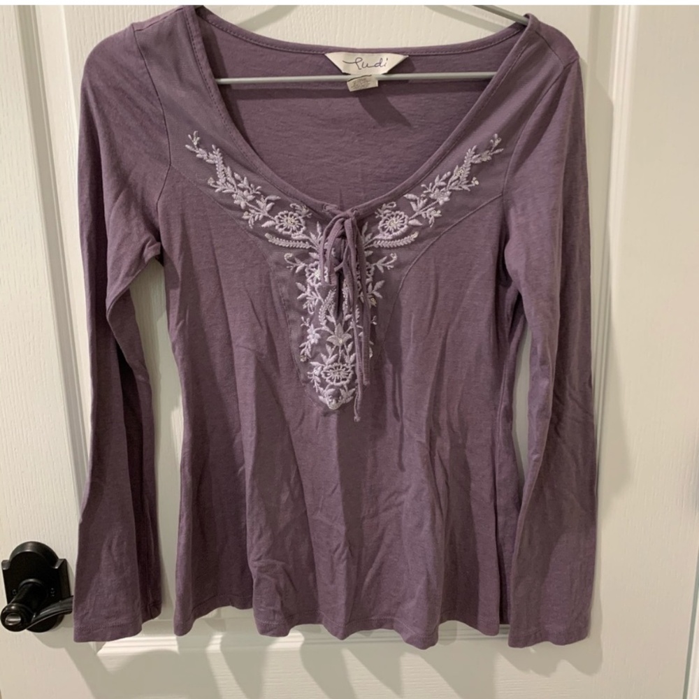 Ludi Purple Embroidered Boho Inspired Top